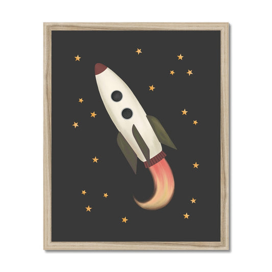 Rocket in black / Framed Print