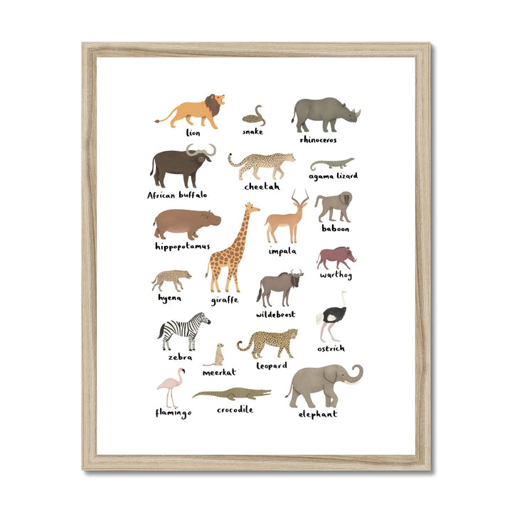 Safari animal chart / Framed Print