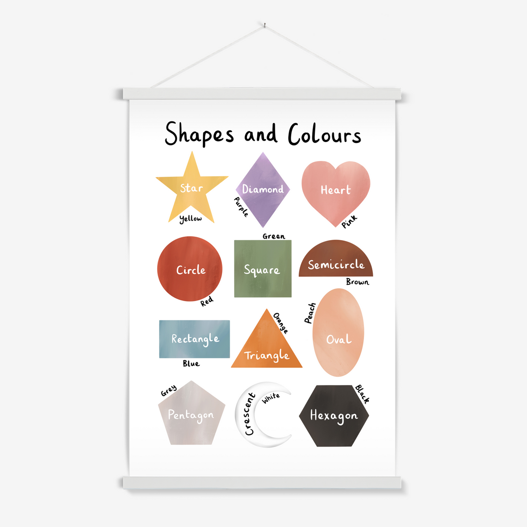 Shapes and Colours in white / Print with Hanger