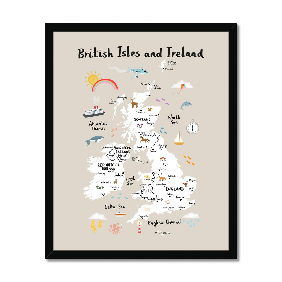 British Isles and Ireland in stone / Framed Print