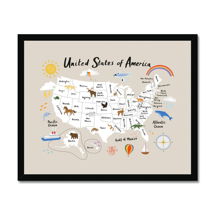 United States of America in stone / Framed Print