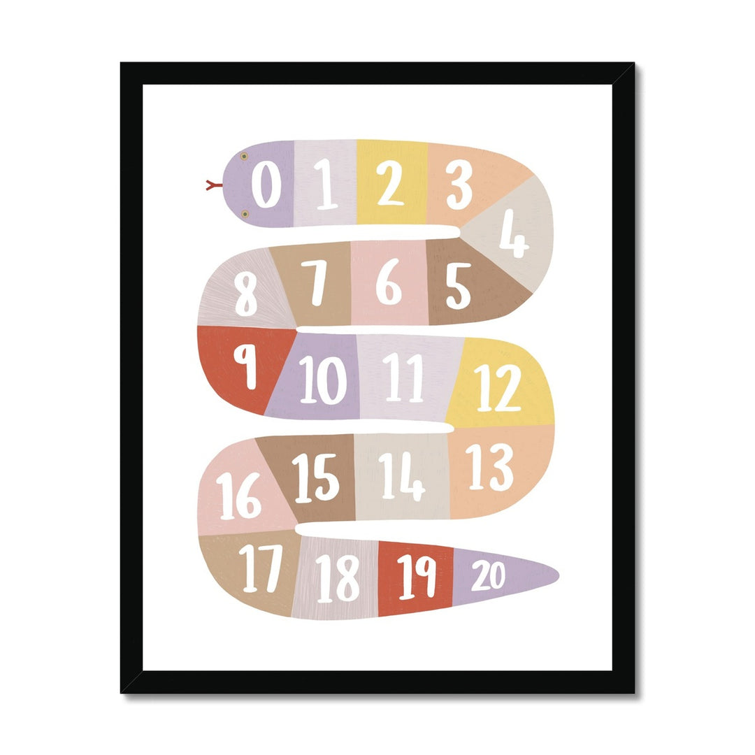 Number Snake in pink/beige / Framed Print