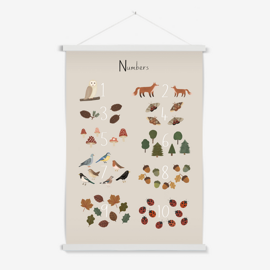 Woodland Numbers in stone / Print with Hanger