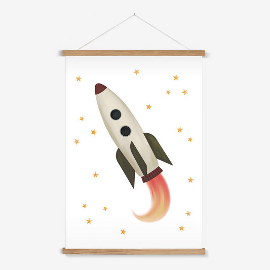 Rocket in white / Print with Hanger