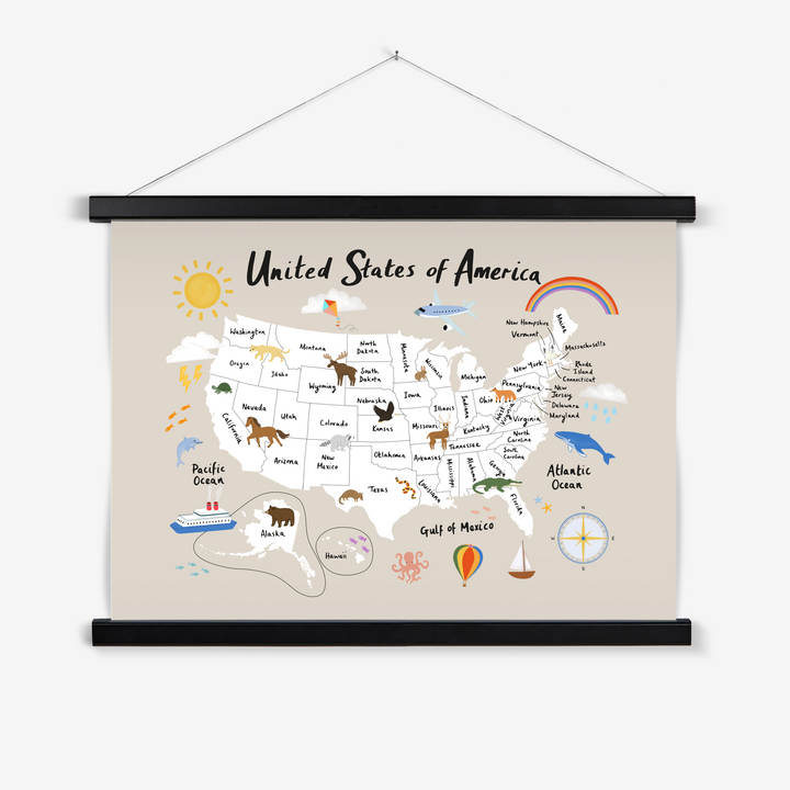 United States of America in stone / Print with Hanger