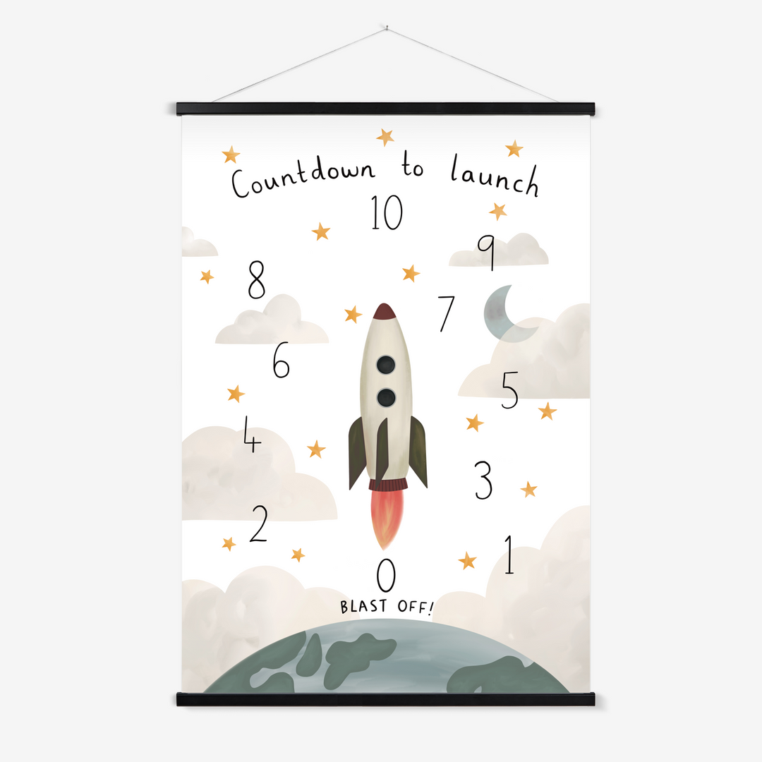 Countdown to launch in white / Print with Hanger