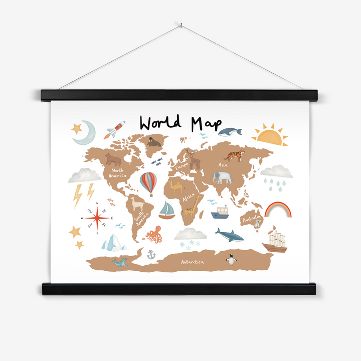 World Map in clay / Print with Hanger