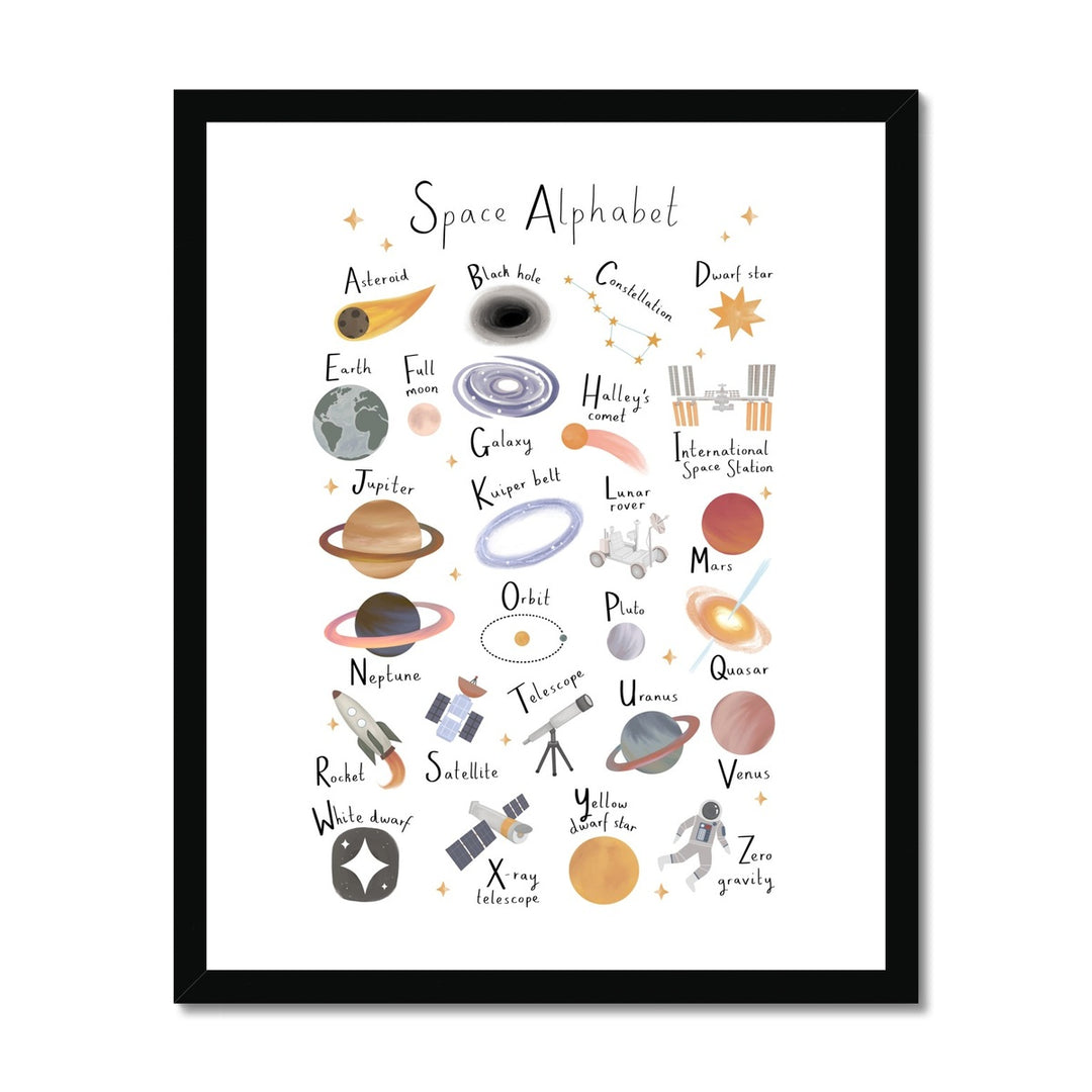 Space Alphabet / Framed Print