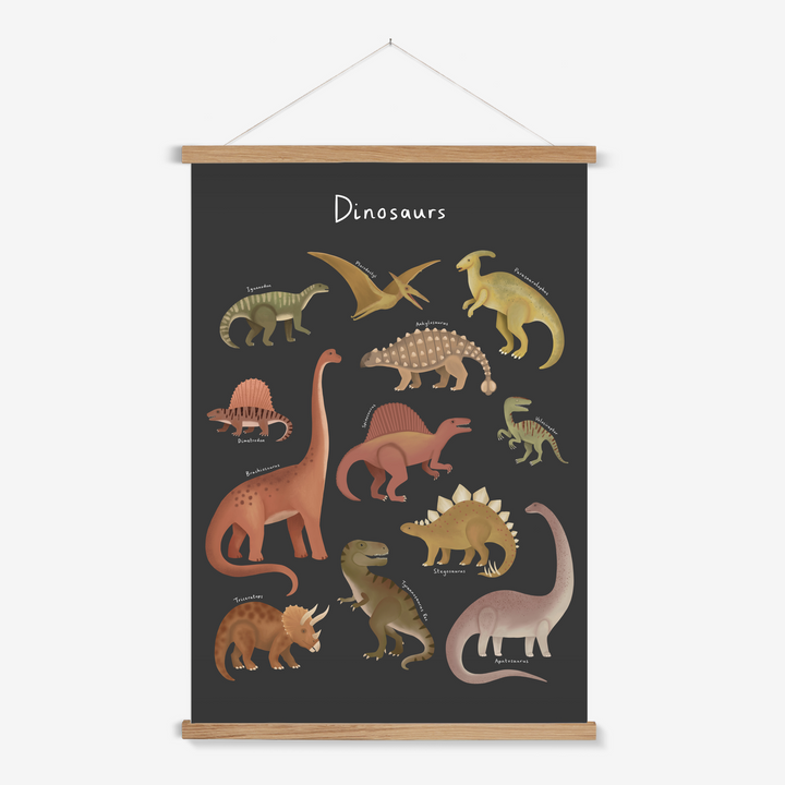 Dinosaur Chart in black / Print with Hanger