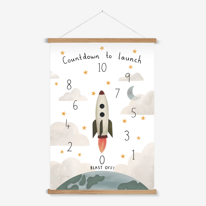 Countdown to launch in white / Print with Hanger