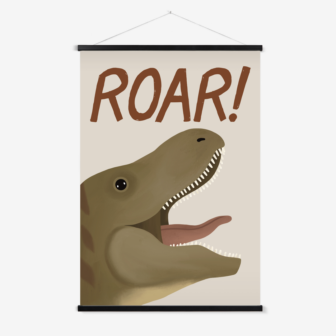 Roar Dinosaur in stone / Print with Hanger