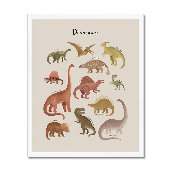 Dinosaur Chart in stone / Framed Print