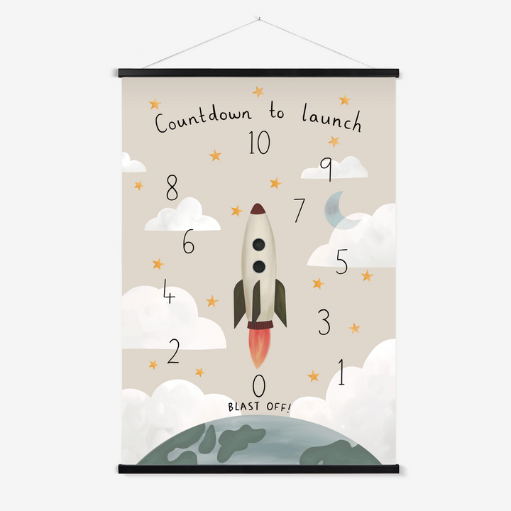 Countdown to launch in stone / Print with Hanger