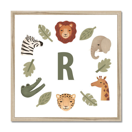 Personalised Animal Safari in white / Framed Print