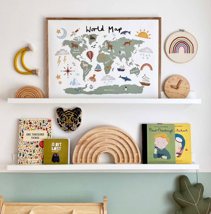 World Map in white / Fine Art Print