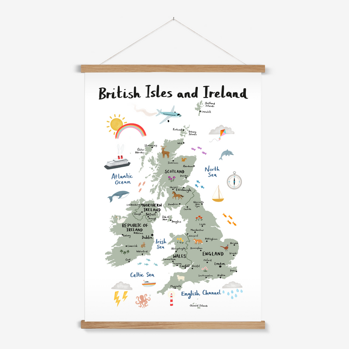 British Isles and Ireland in white / Print with Hanger