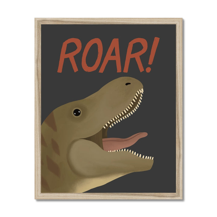 Roar Dinosaur in black / Framed Print