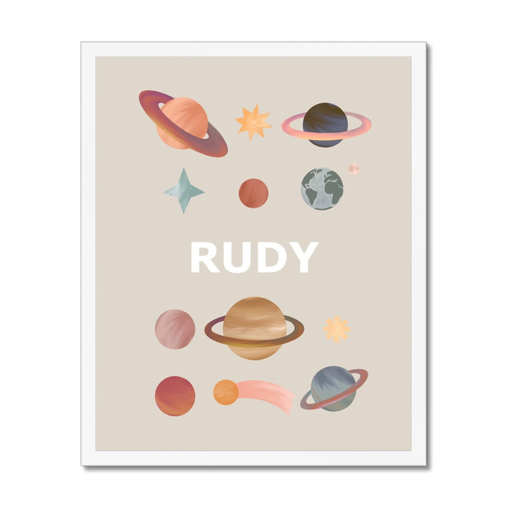 Personalised Name Planets in stone / Framed Print