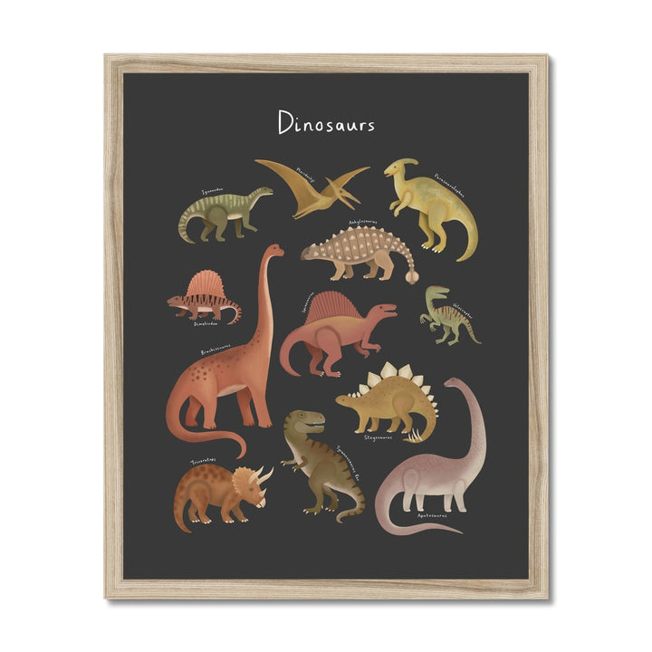 Dinosaur Chart in black / Framed Print