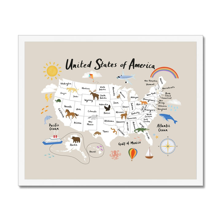 United States of America in stone / Framed Print