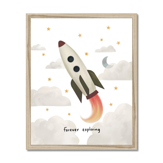 Forever Exploring in white / Framed Print