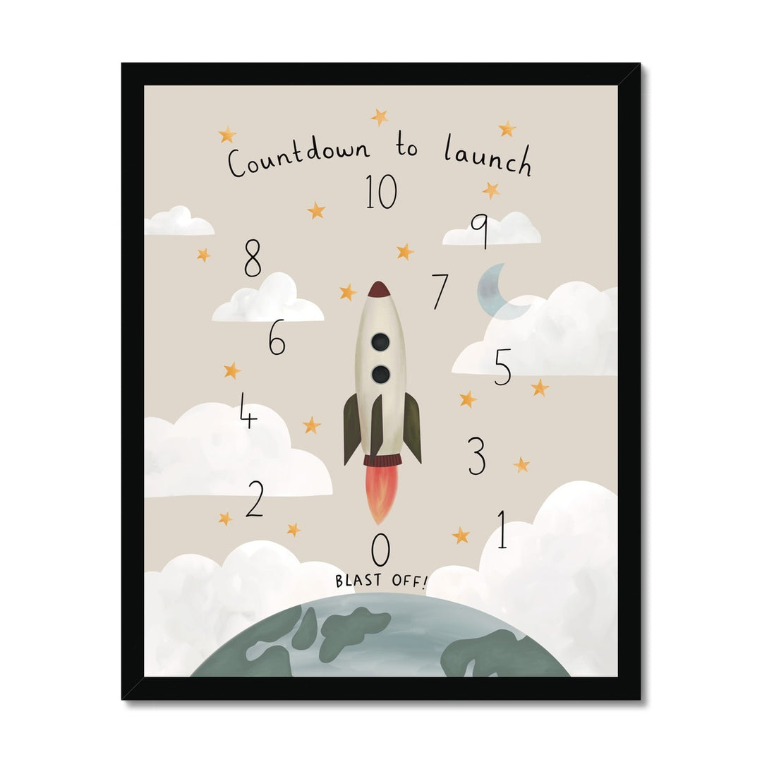 Countdown to launch in stone / Framed Print