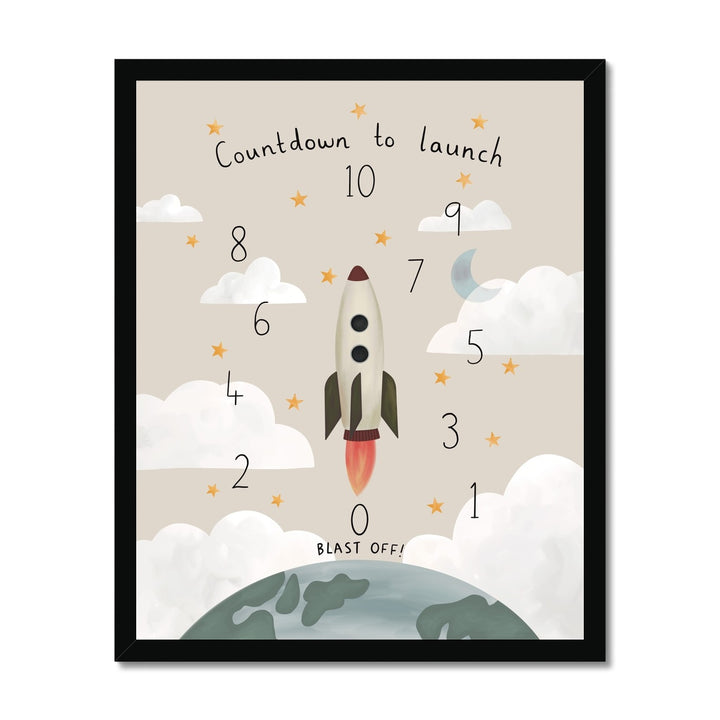 Countdown to launch in stone / Framed Print