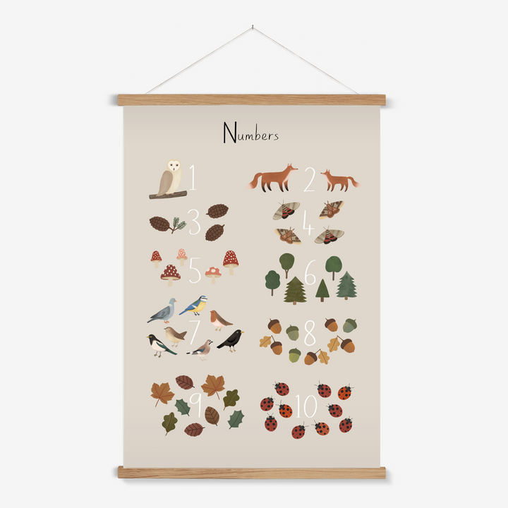 Woodland Numbers in stone / Print with Hanger