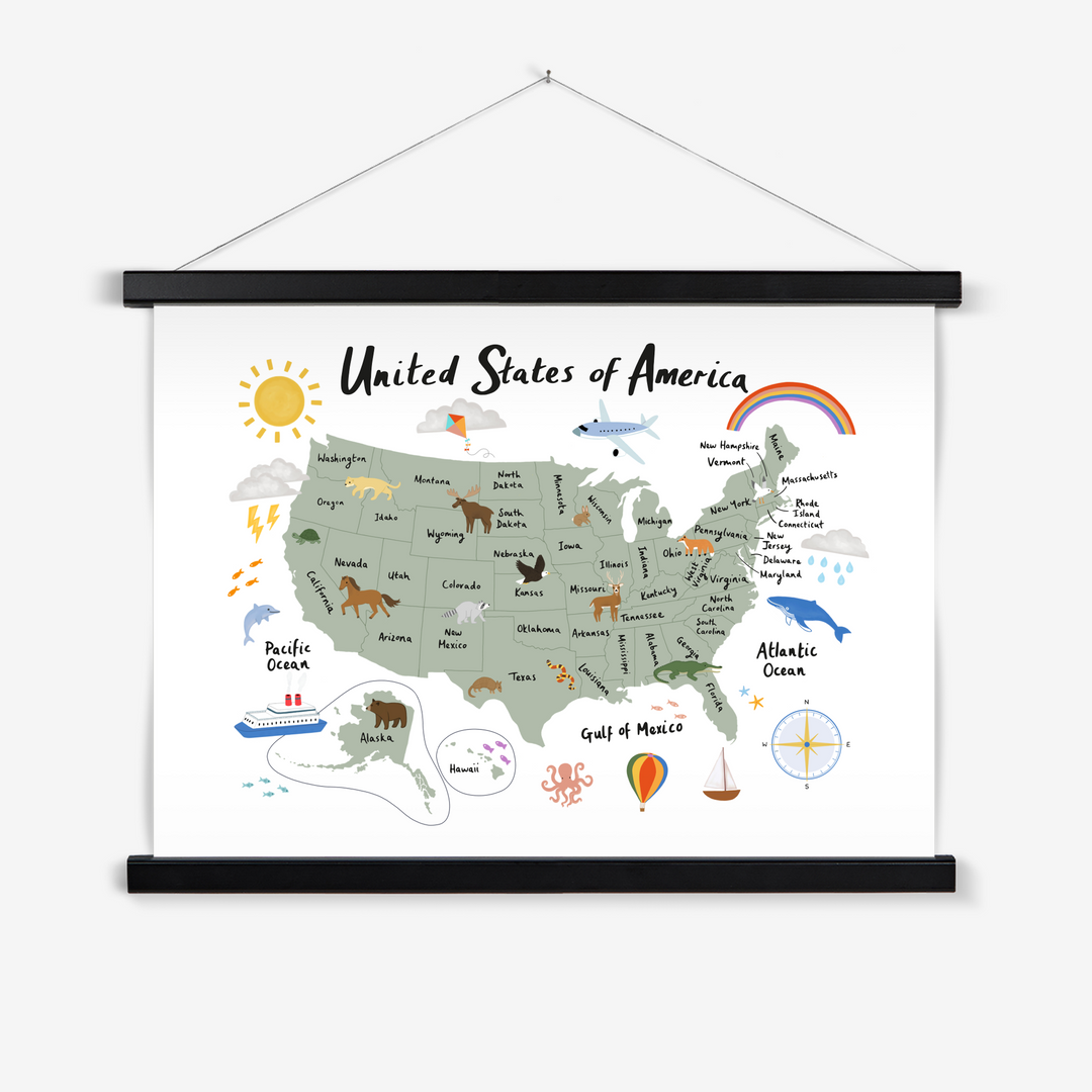 United States of America in white / Print with Hanger