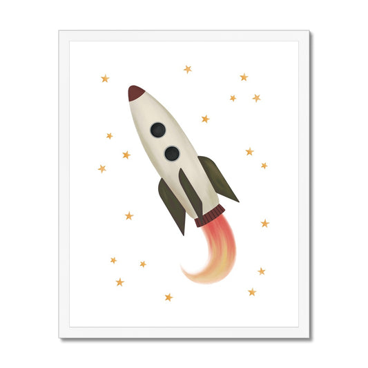 Rocket in white / Framed Print