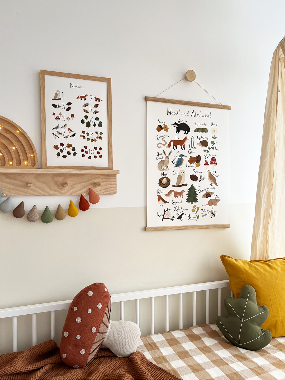 Woodland Numbers in white / Framed Print