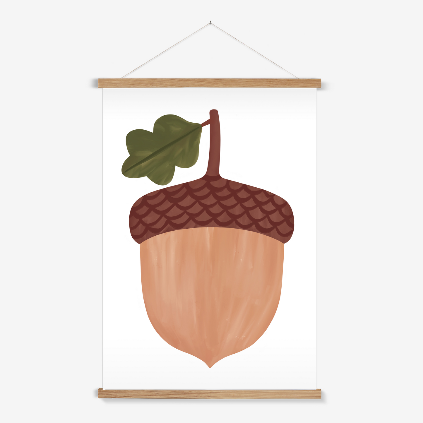 Acorn in white / Print with Hanger