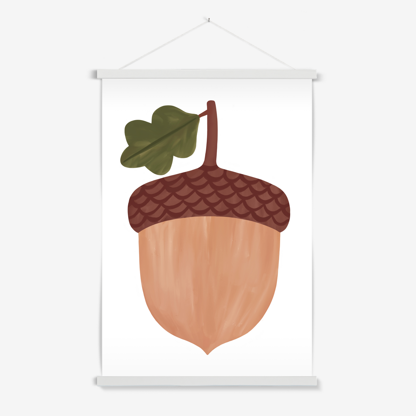 Acorn in white / Print with Hanger