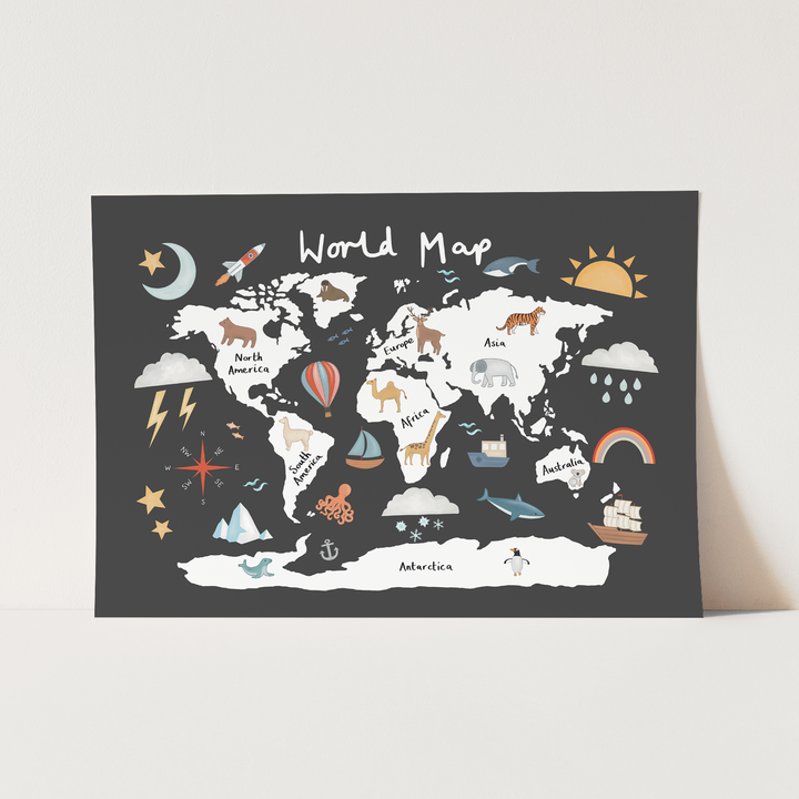 World Map in black / Fine Art Print