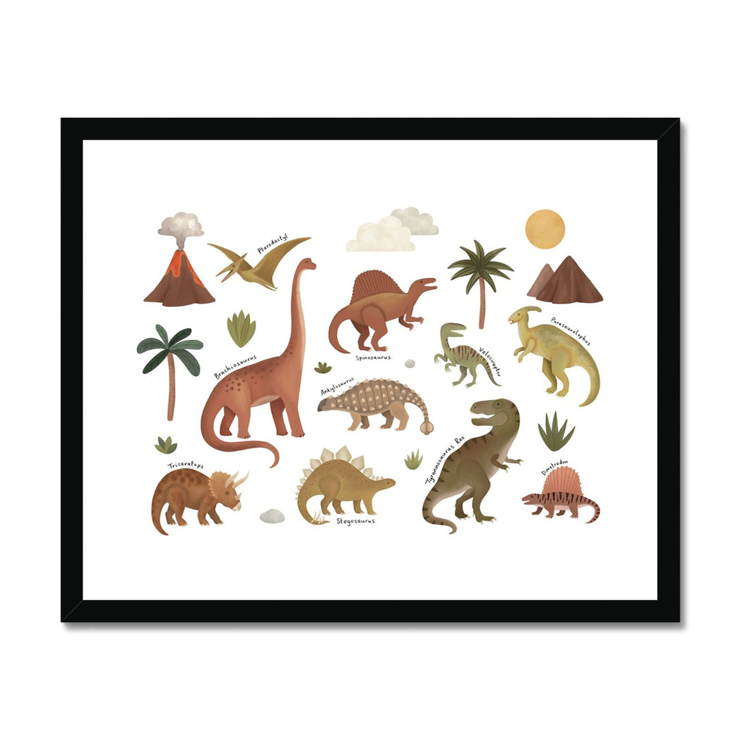 Dinosaurs in white / Framed Print