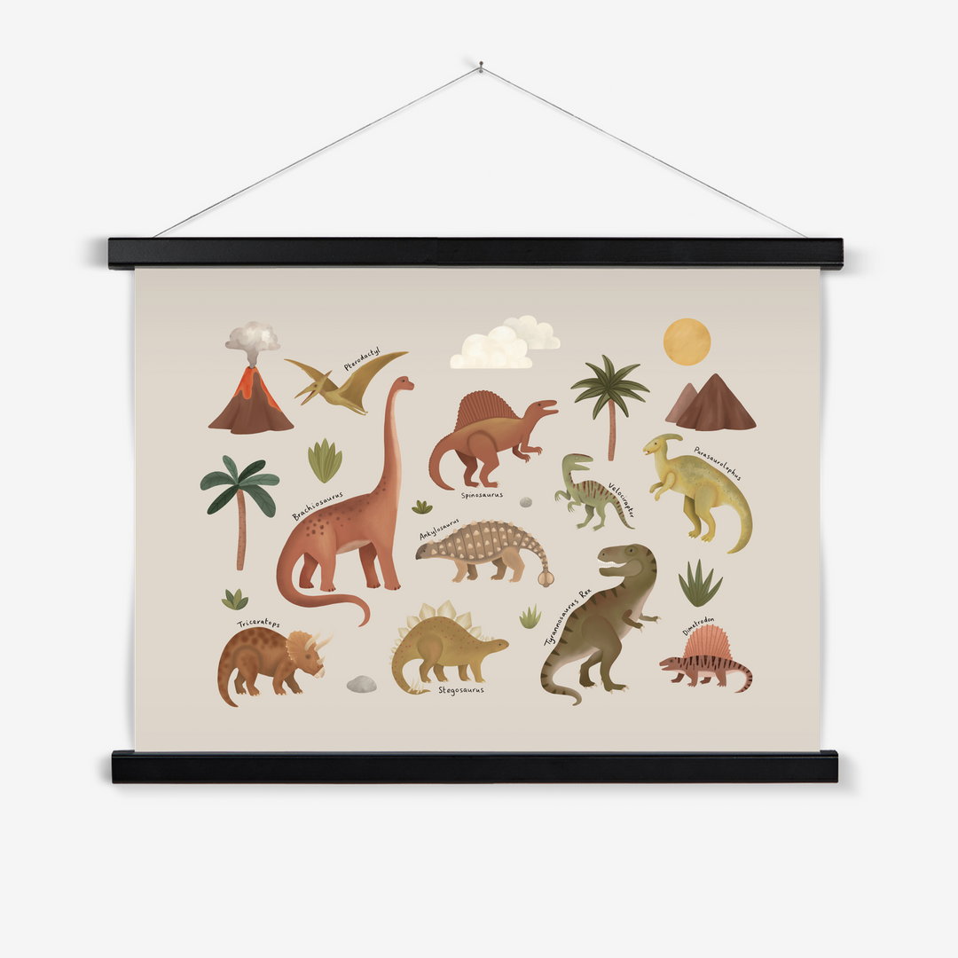 Dinosaurs in stone / Print with Hanger