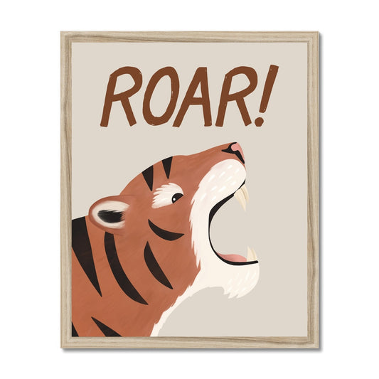 Roar Tiger in stone / Framed Print