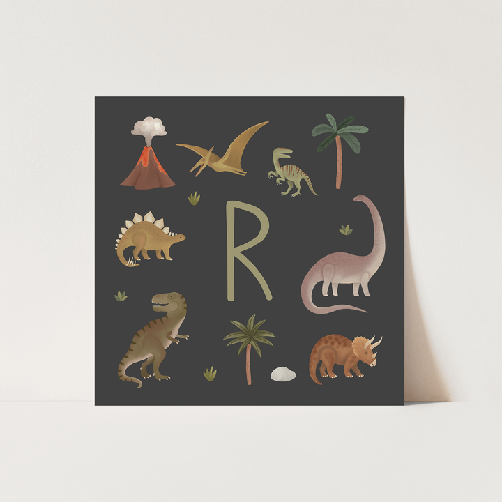 Personalised Dinosaur black / Fine Art Print