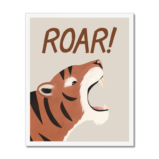 Roar Tiger in stone / Framed Print