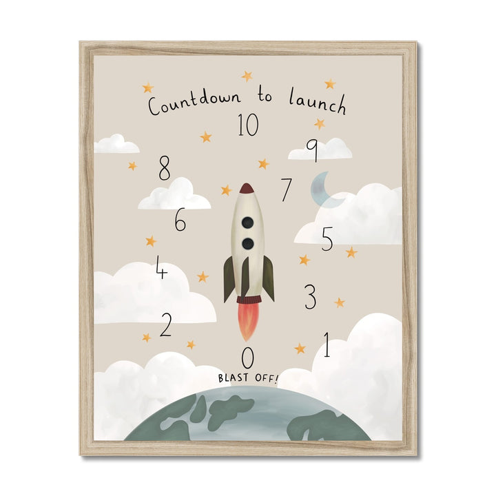 Countdown to launch in stone / Framed Print