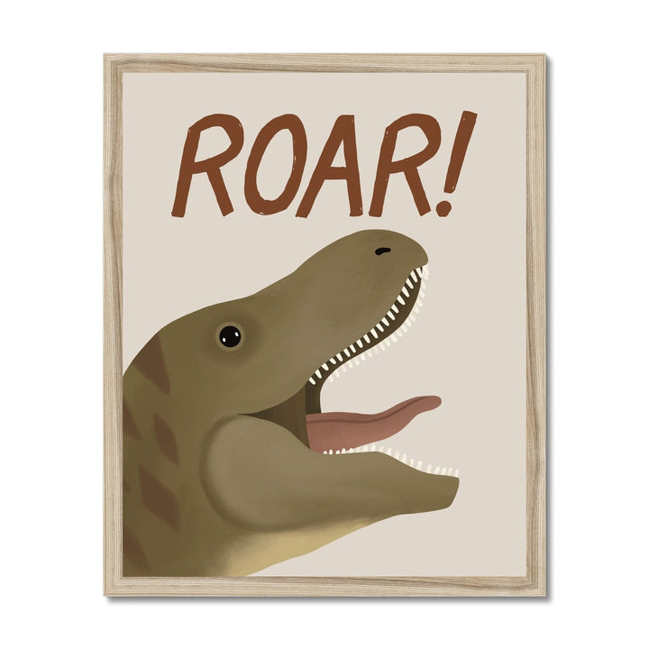 Roar Dinosaur in stone / Framed Print