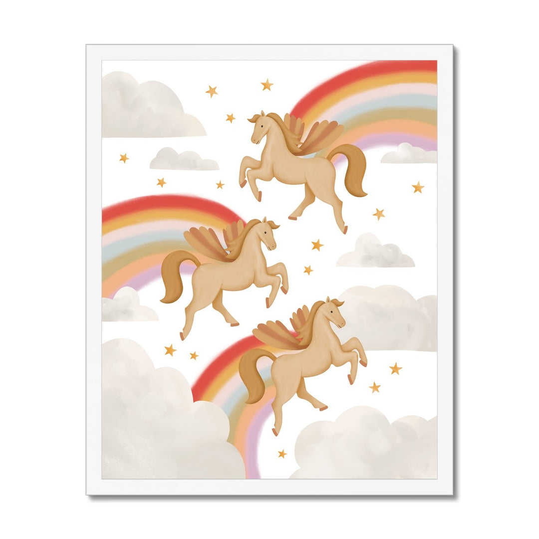 Pegasus in white / Framed Print