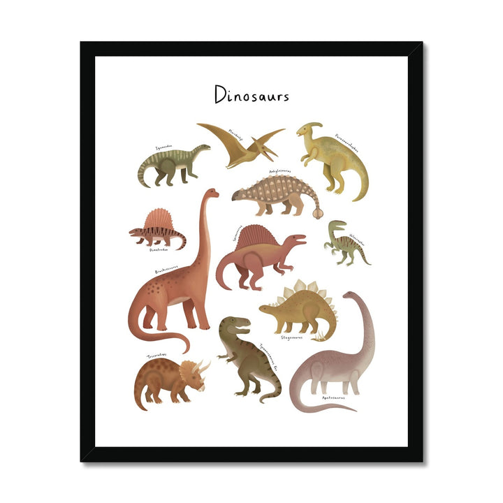 Dinosaur Chart in white / Framed Print