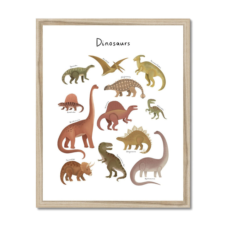 Dinosaur Chart in white / Framed Print