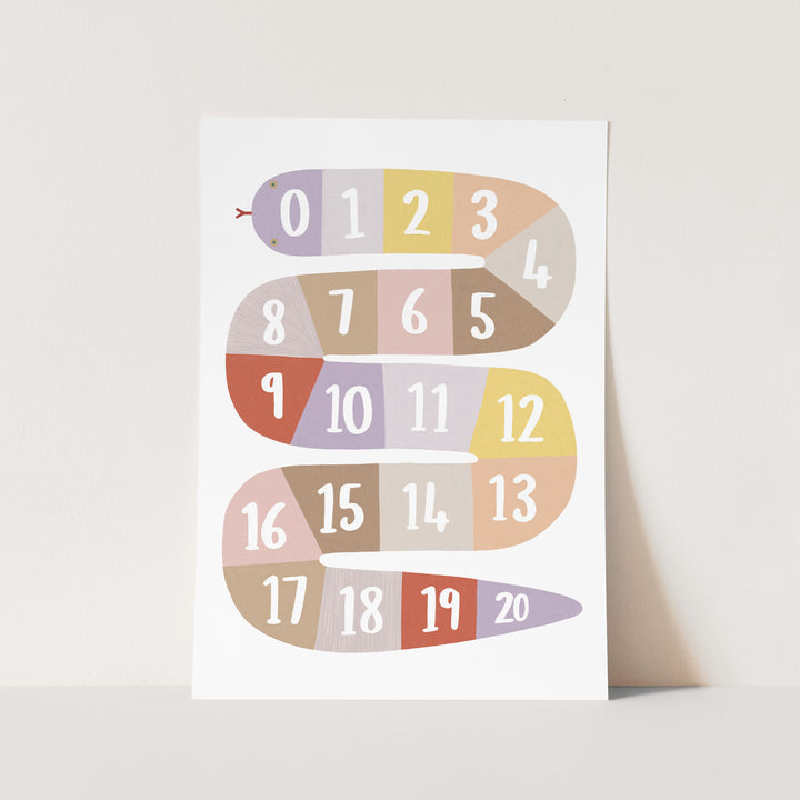 Number Snake in pink/beige / Fine Art Print