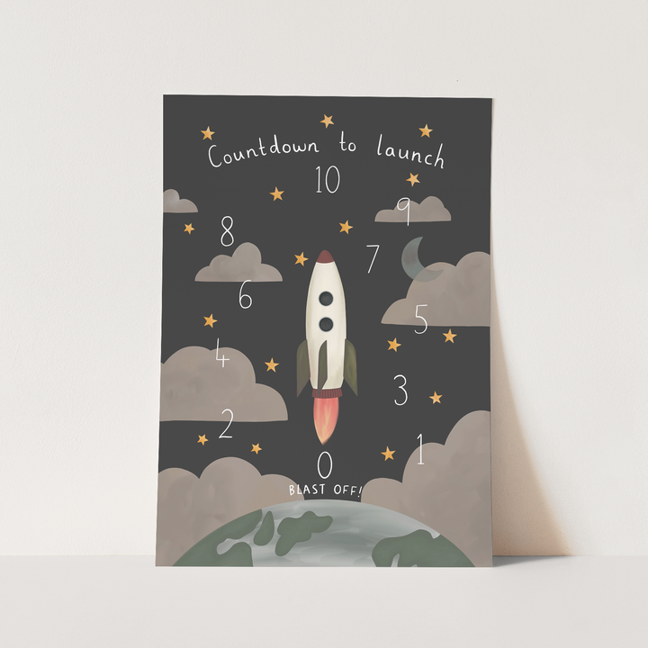 Countdown to launch in black / Fine Art Print