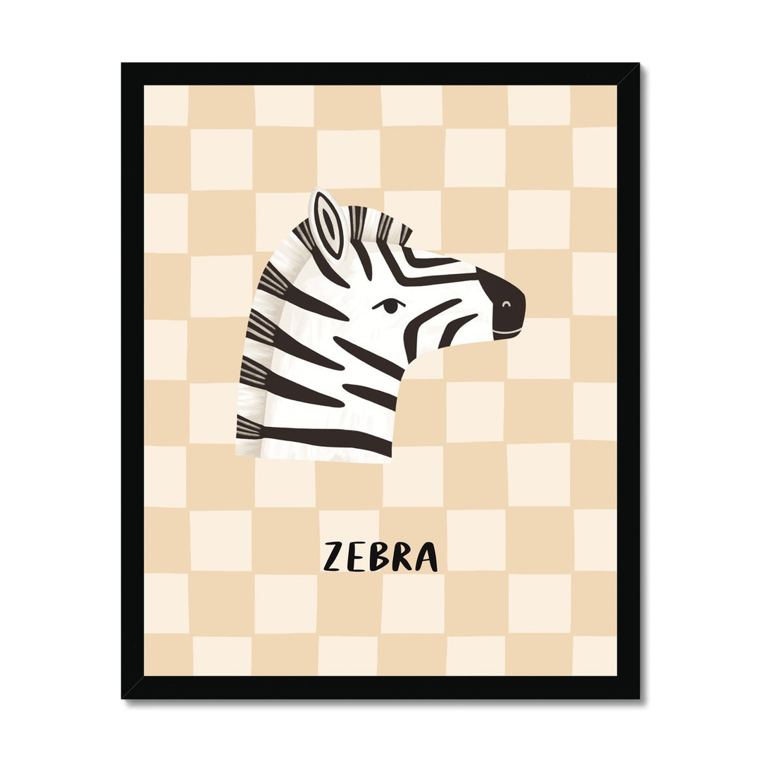 Zebra check in beige / Framed Print