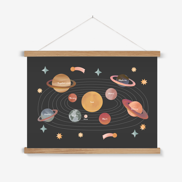 Solar System in black / Print with Hanger