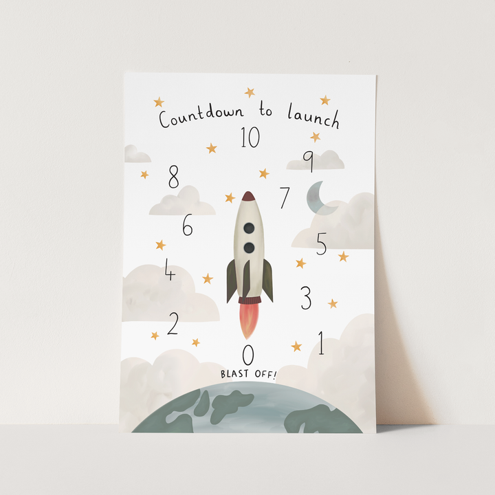 Countdown to launch in white / Fine Art Print