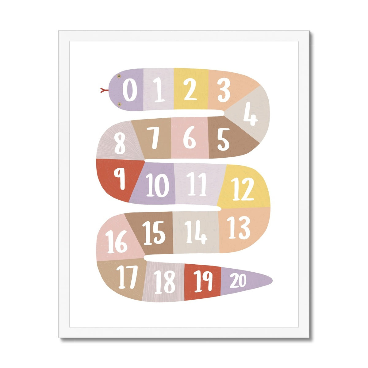 Number Snake in pink/beige / Framed Print